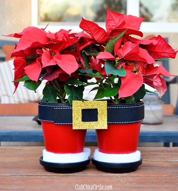 Santa Pants Poinsettia Flower Pots