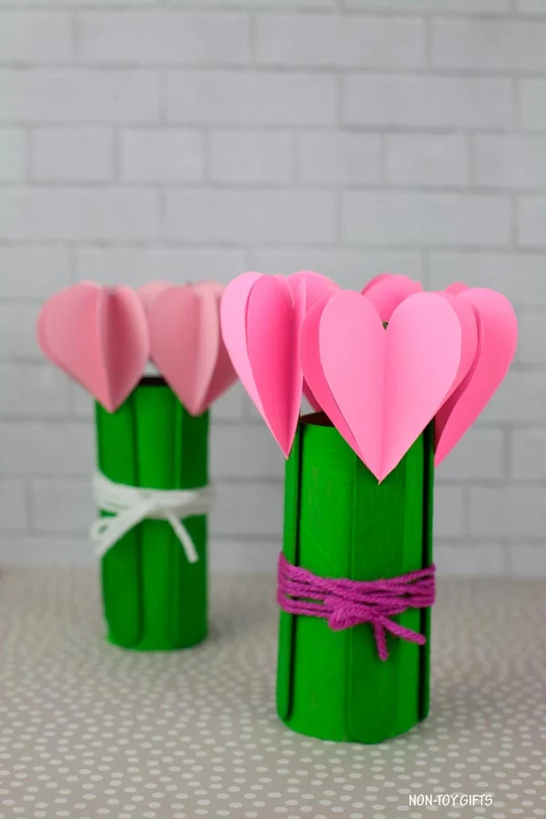 3d heart flowers craft