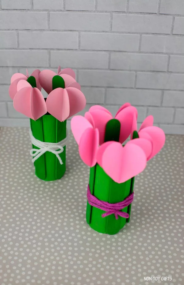 3d heart flowers craft for mother's day