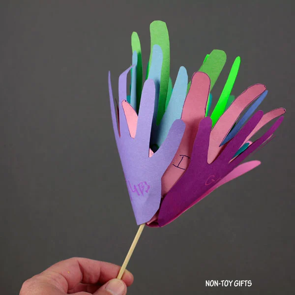 multicolored handprint shapes