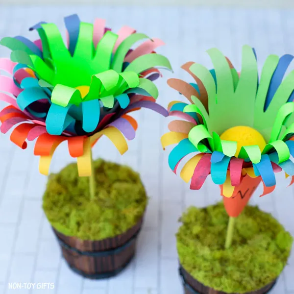 Paper handprint flower arrangement