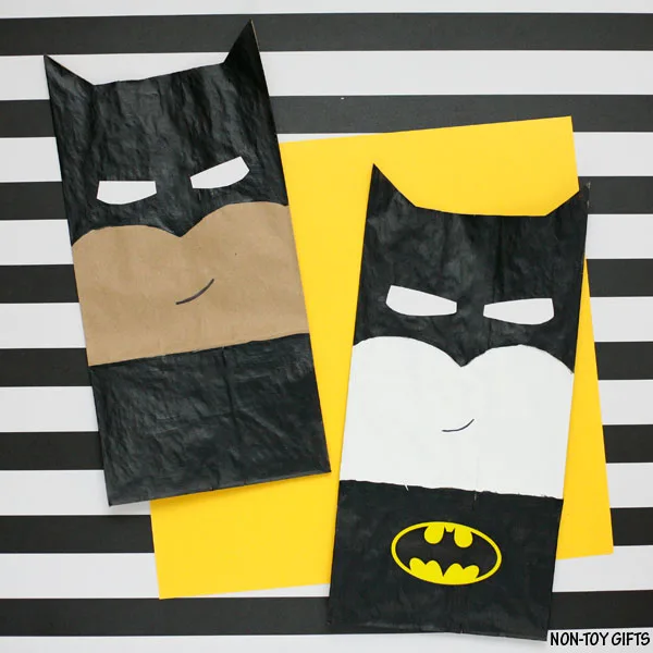 Batman craft made from a paper bag