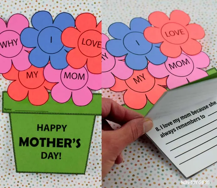 Reasons I love my mom flower craft and booklet