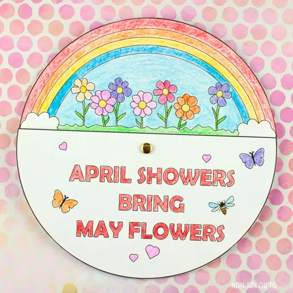 Simple April showers bring May flowers spinner wheel activity