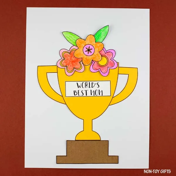 Mother's Day floral trophy craft made for mom by children