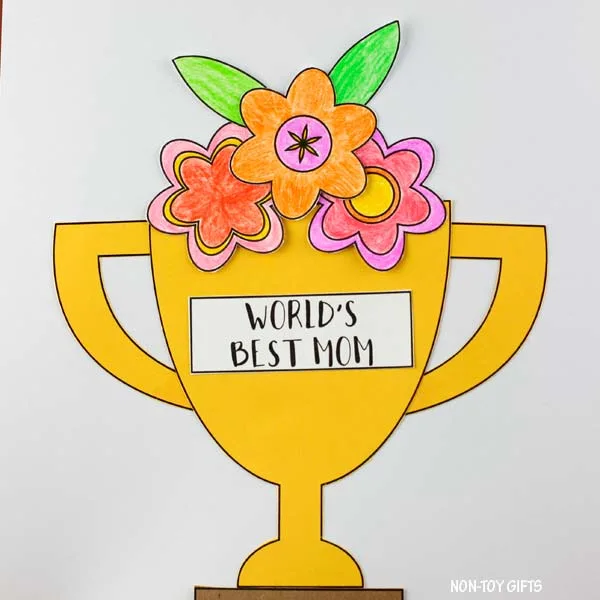 Mother's Day floral trophy craft children can create for mom