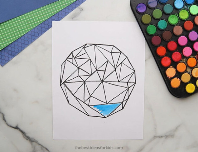 Paint template with blue watercolors