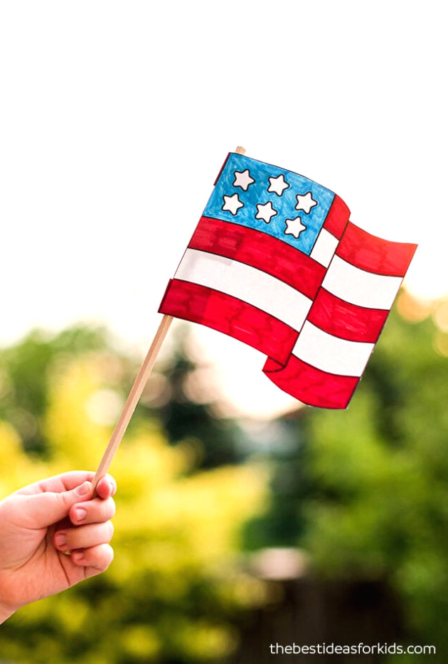 Printable Coloring American Flag Craft