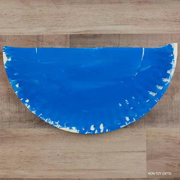 paper plate half painted blue