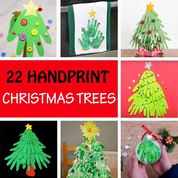Handprint Christmas Tree Crafts for preschoolers and older kids