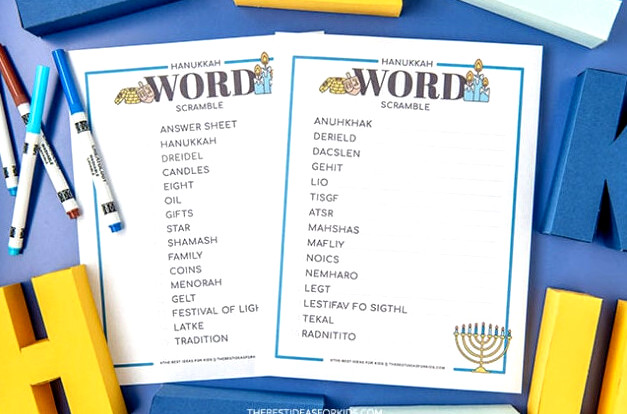 Hanukkah Word Scramble with Answers