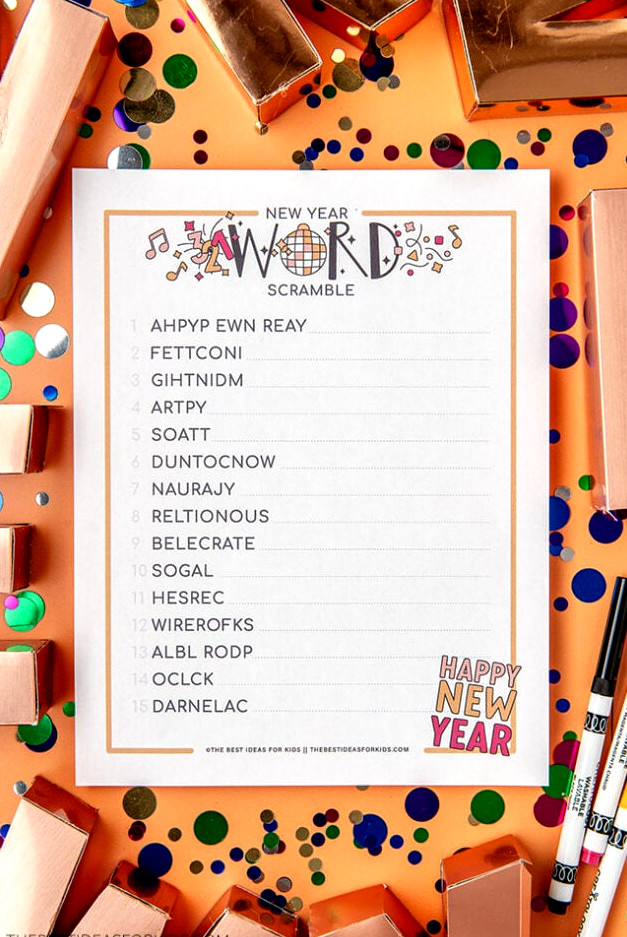 New Year's Eve Word Scramble Activity