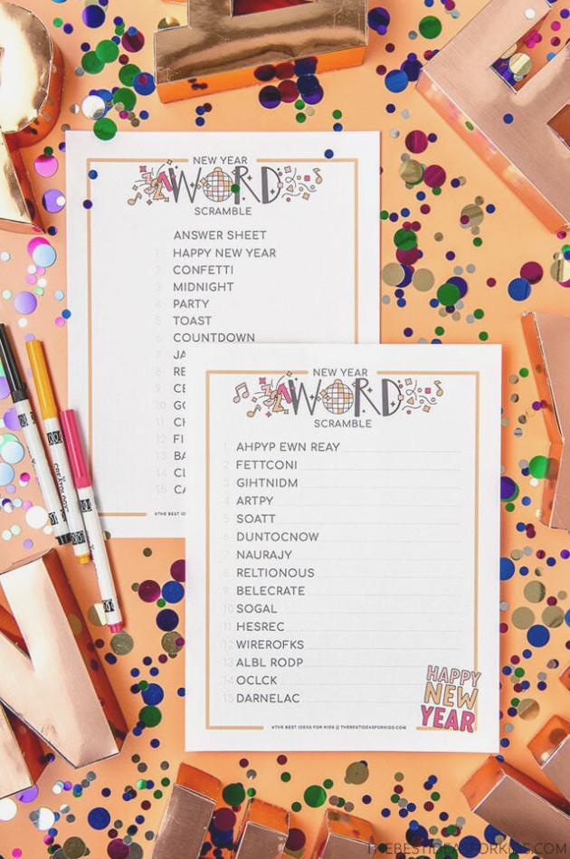 Printable New Years Word Scramble