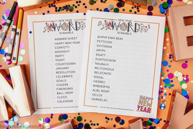 New Years Word Scramble Printable Pages