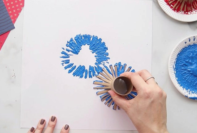 Stamp paper roll on paper