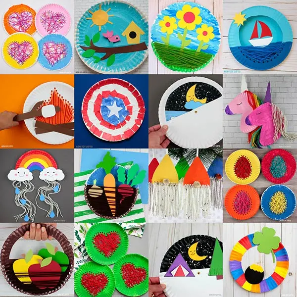 Paper plate crafts with free printable templates