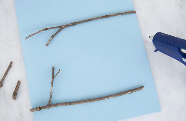 Hot gluing down sticks