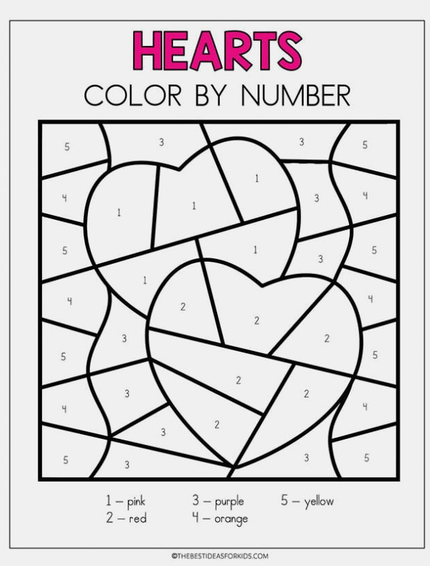 Printable Hearts Color by Number