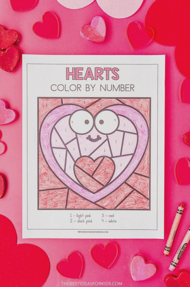 Printable Heart Color by Number Free