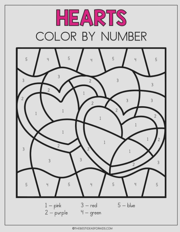 Hearts Color by Number Free Printable
