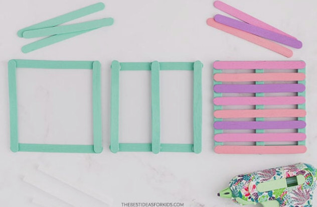 Glue popsicle sticks together