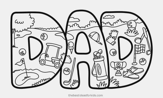 Dad Golfing Doodle Card