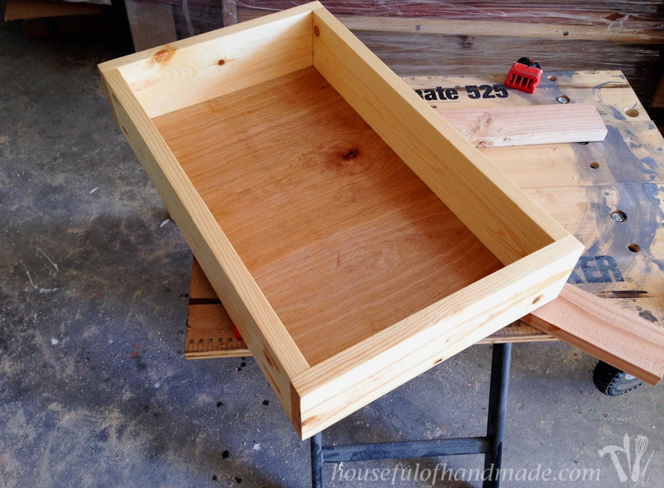 Finished drawer box for the drawers in the coffee bar table.