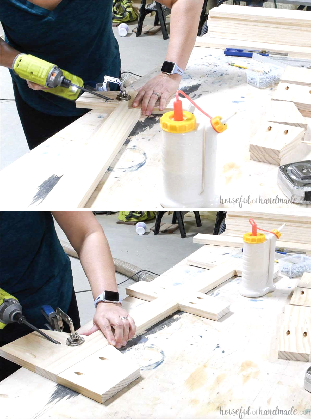 Fastening the side components to the center board.