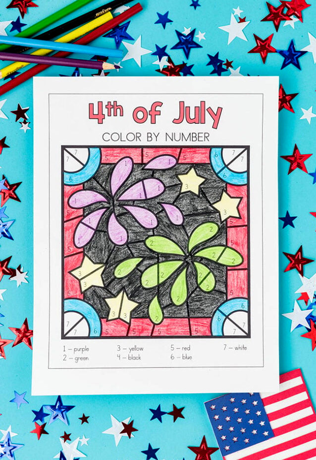 Color by Number Fireworks Page