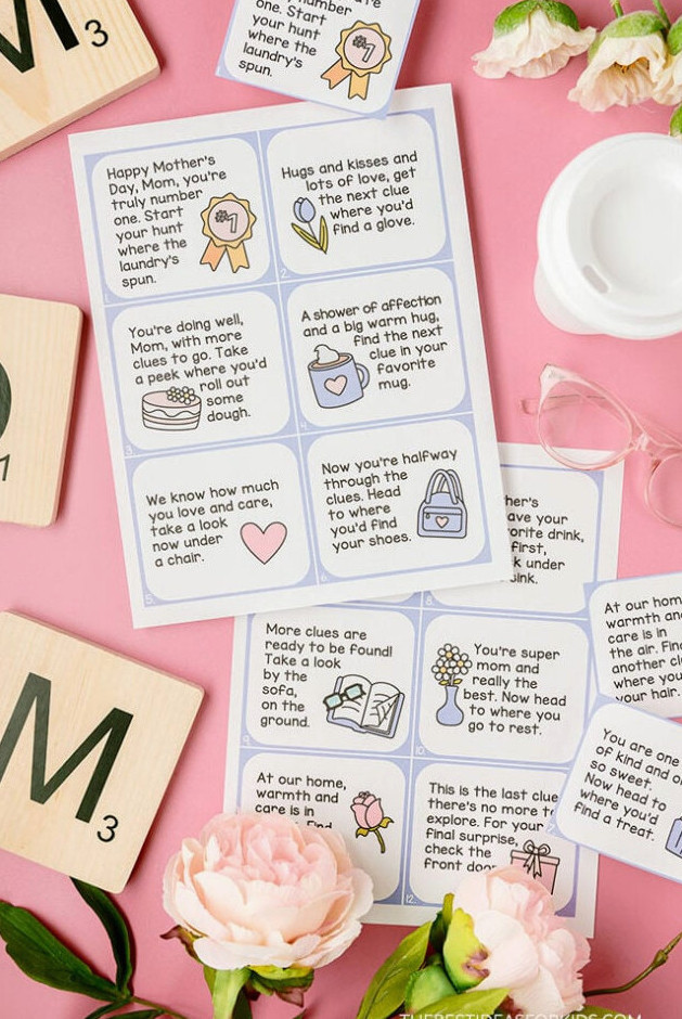 Printable Mother's Day Scavenger Hunt Cards at No Cost
