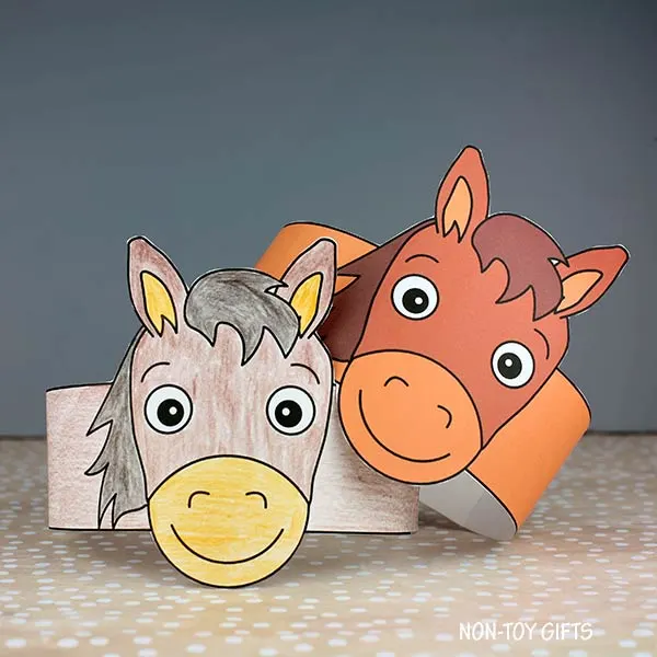 simple Horse Paper Hat Printable project for children