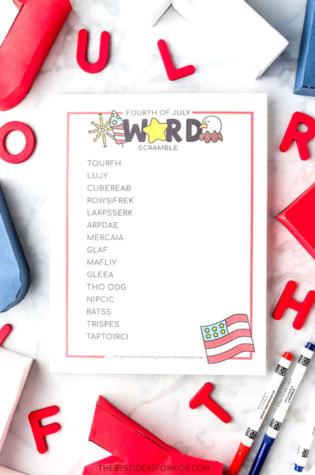 Free Printable 4th of July Word Scramble
