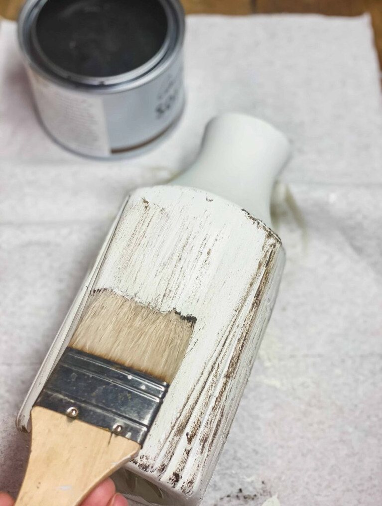 adding dark wax over white paint