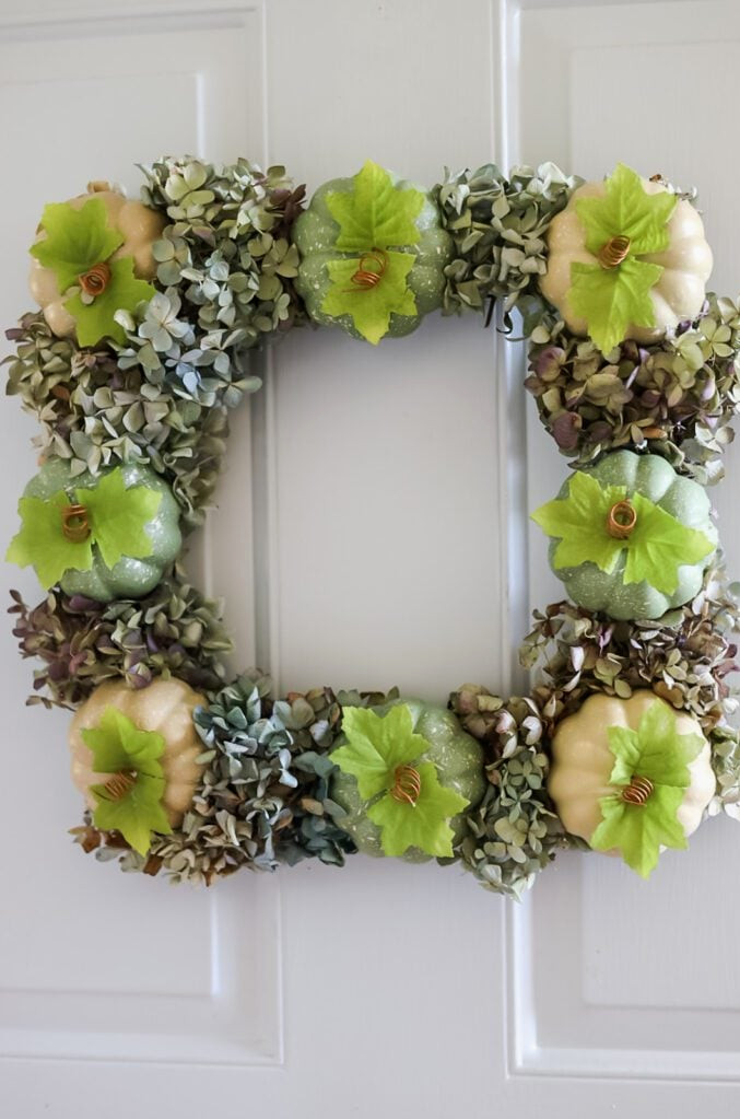 square hydrangea wreath