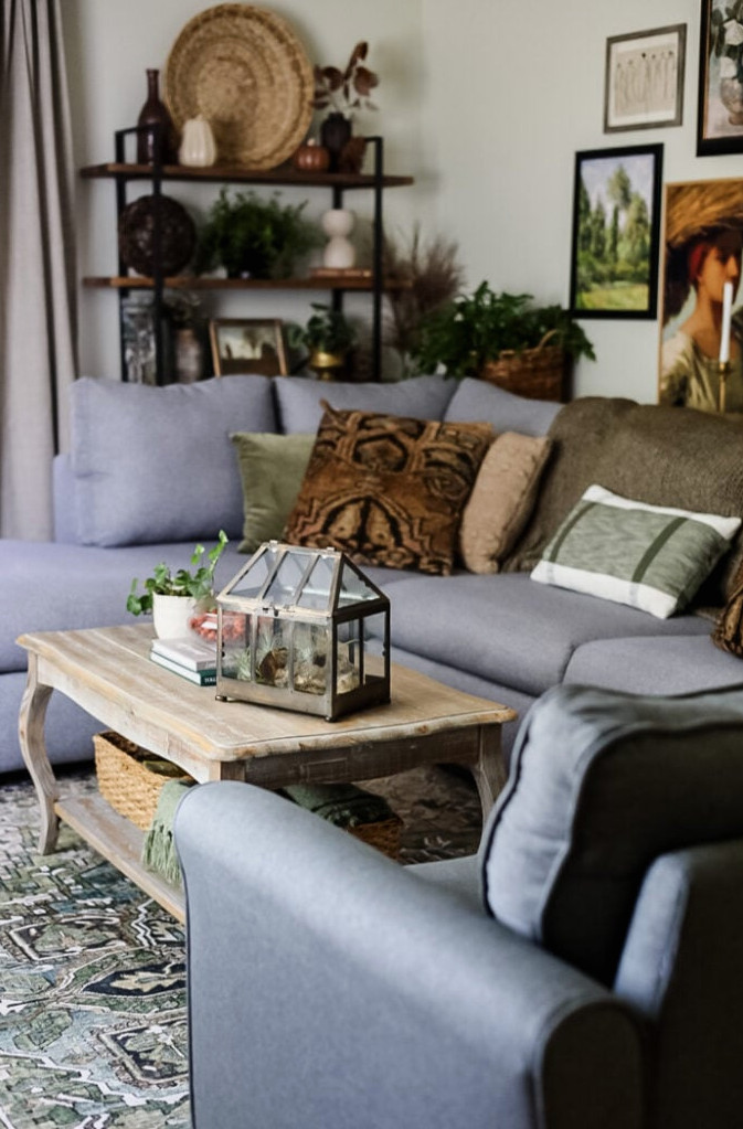 living room styled for autumn