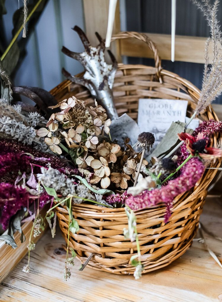 basket of dried flowers