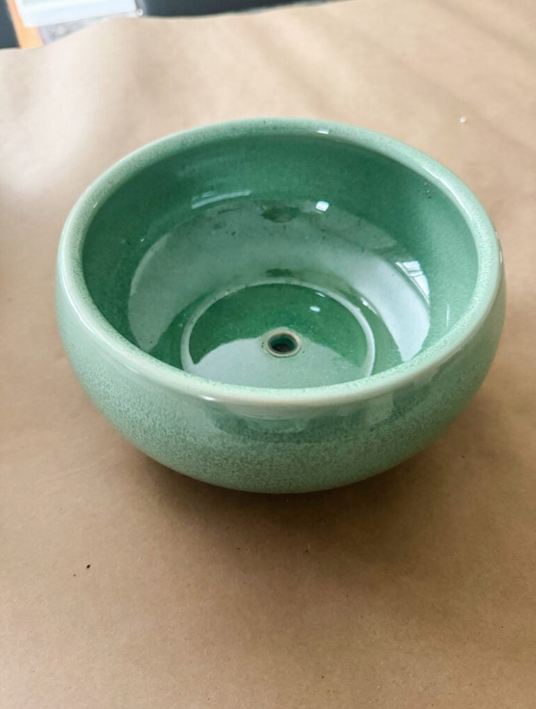 green ceramic planter bowl