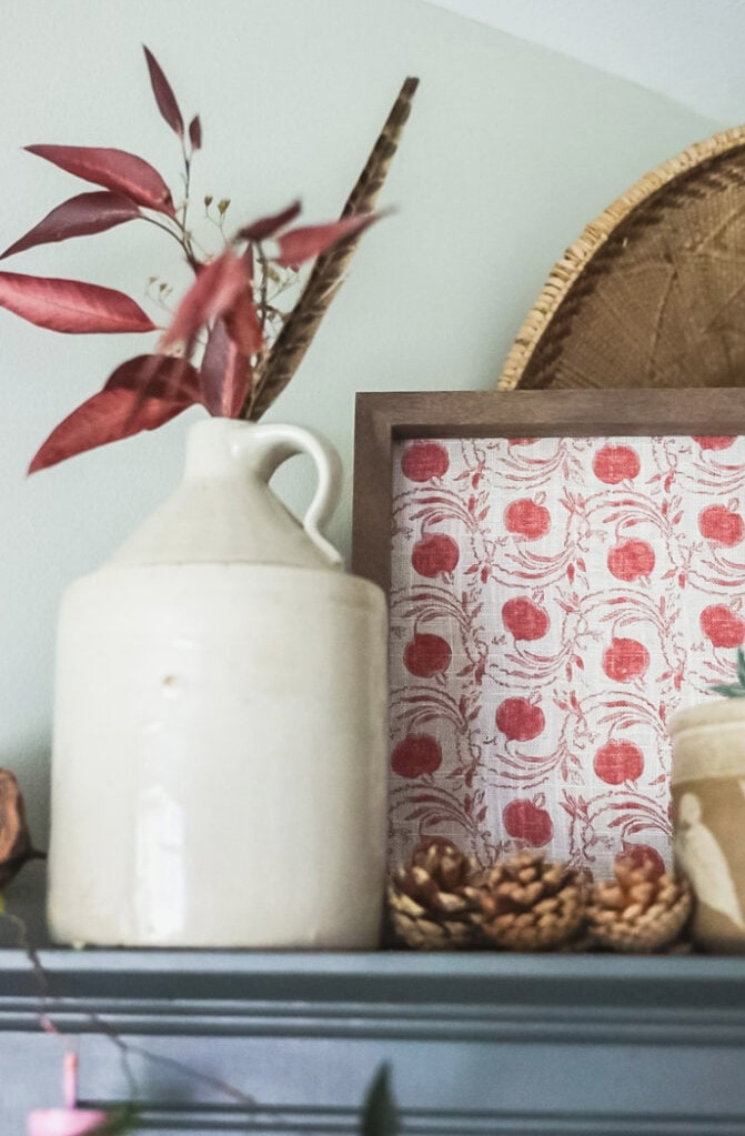 styled shelf with a vinage jug