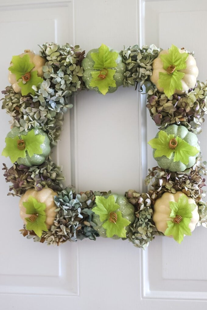 square hydrangea wreath