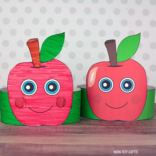 apple paper hat printable template for kids