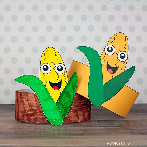 corn headband printable craft for kids