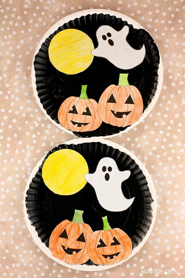 Halloween paper plate craft printable template for kids