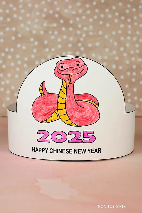 DIY Chinese New Year Snake paper hat craft printable for preschoolers
