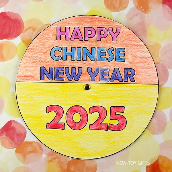 Printable 2025 Chinese New Year Snake Spinner Craft for children