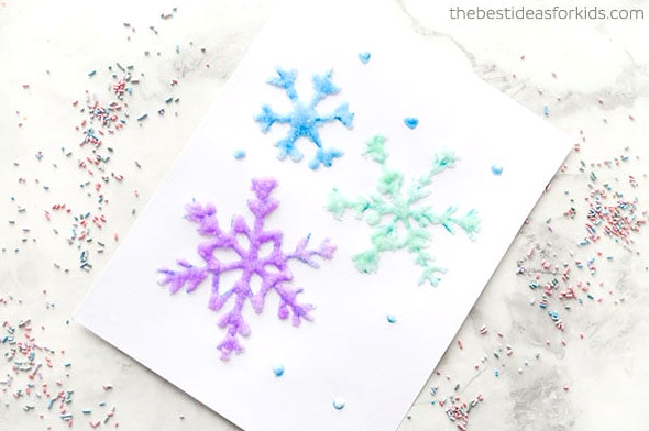 Salt Painting Snowflakes