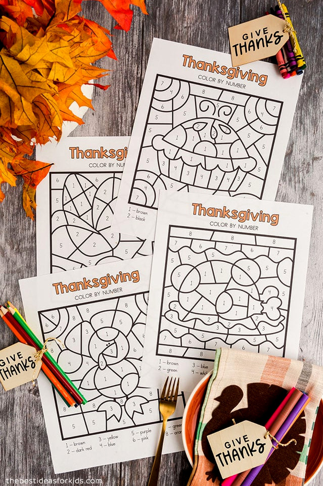 Printable Thanksgiving Color by Number Pages