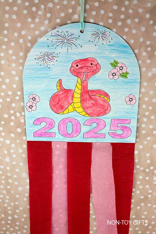 Easy coloring 2025 Chinese New Year snake decoration craft for kids