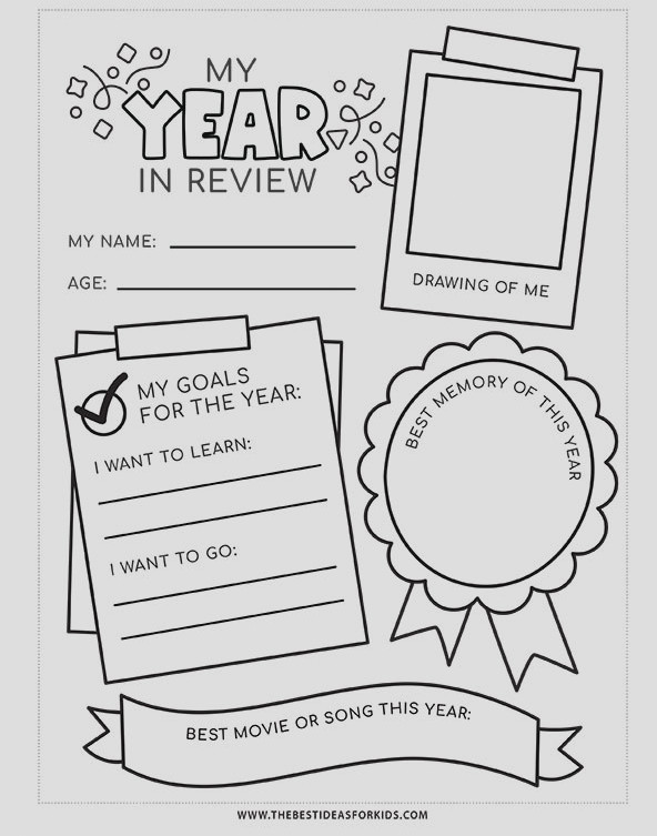 Year in Review Worksheet for Preschool