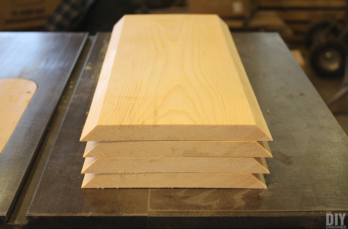 Stack of wood with 45 degree edges.