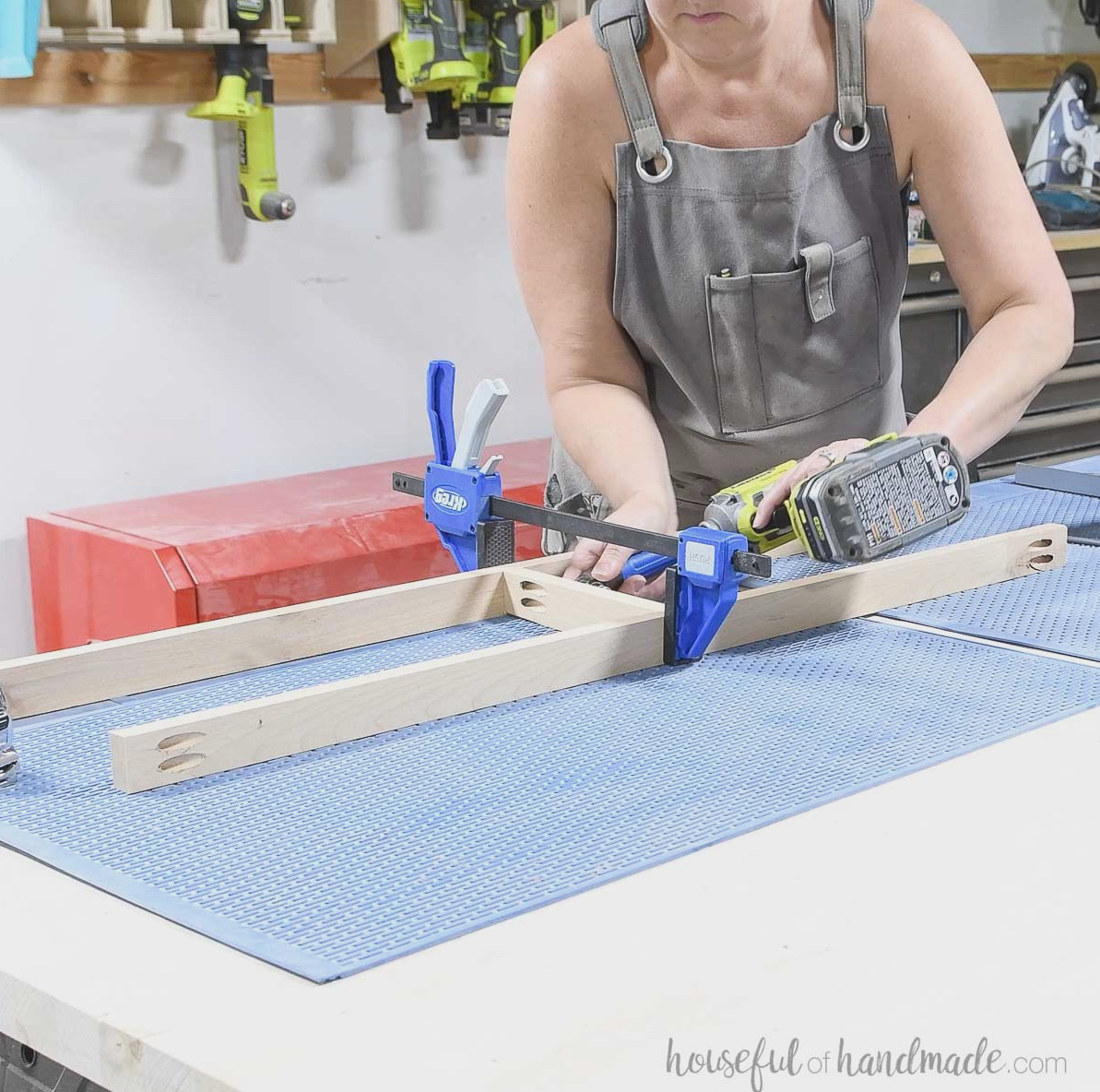 Building a frame to go around the top two smaller drawers. 